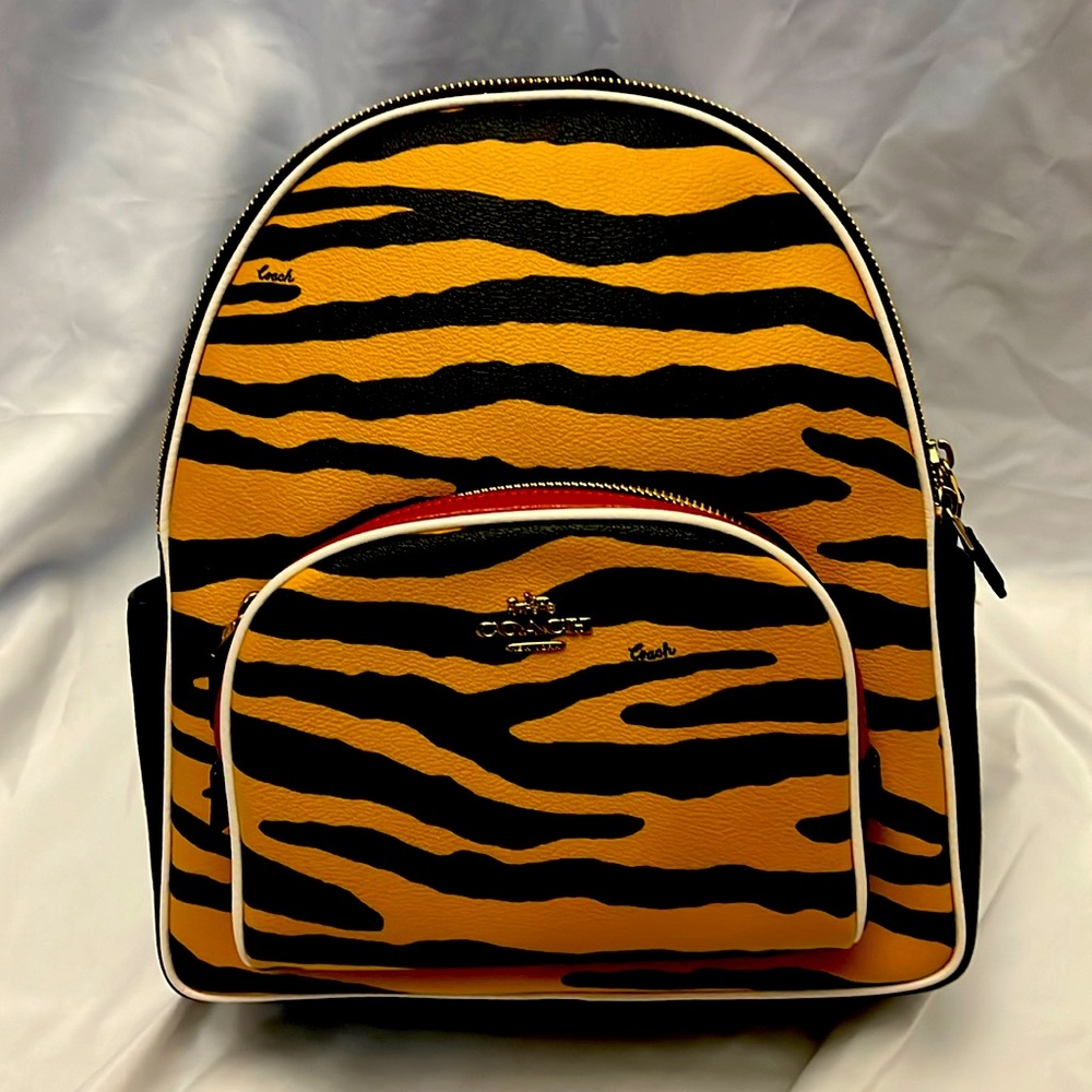 Coach Tiger Print Court Backpack NWT